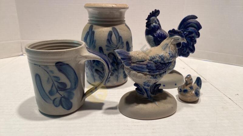 Eldreth Pottery Crock, Mug, Rooster, and More