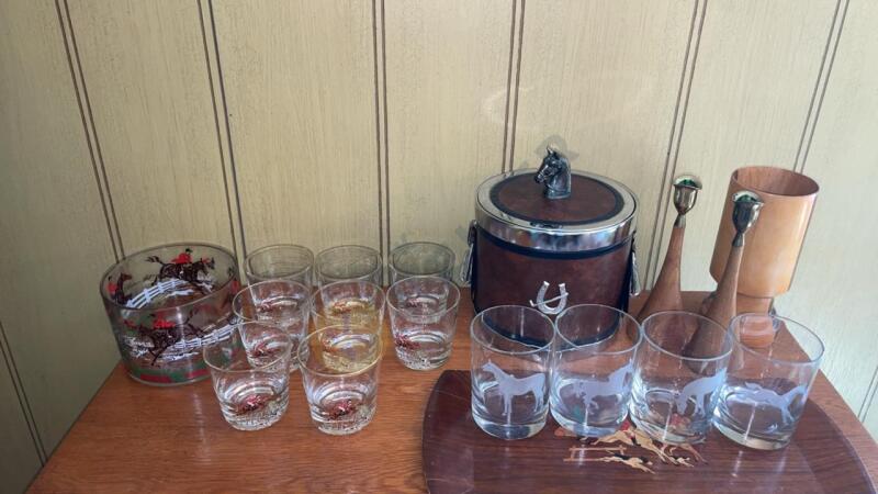 Vintage Horse Glassware, Ice Bucket,and More