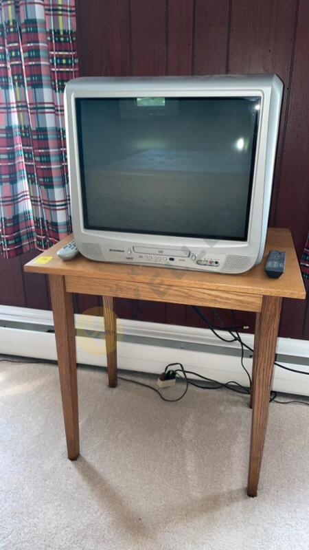 Wooden Table and Sylvania 20" TV/DVD Combo