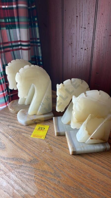 Stone Horse Head Bookends