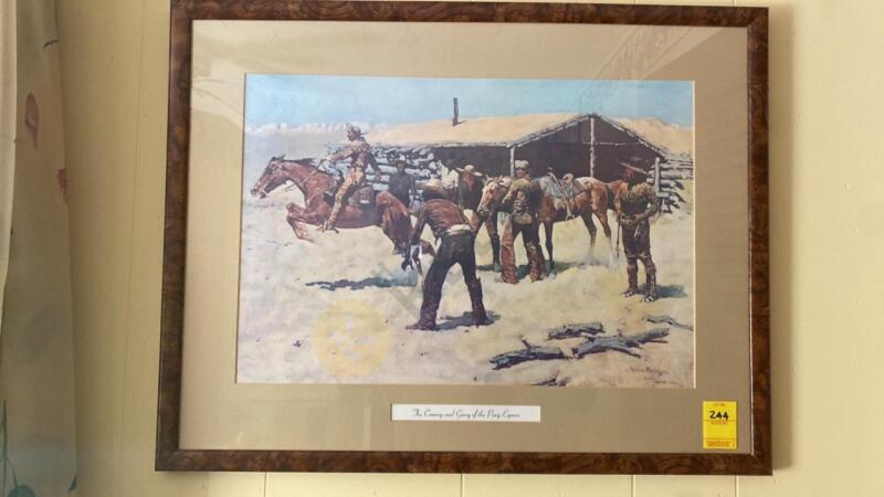 “The Coming and Going of the Pony Express” by Frederic Remington Framed Print