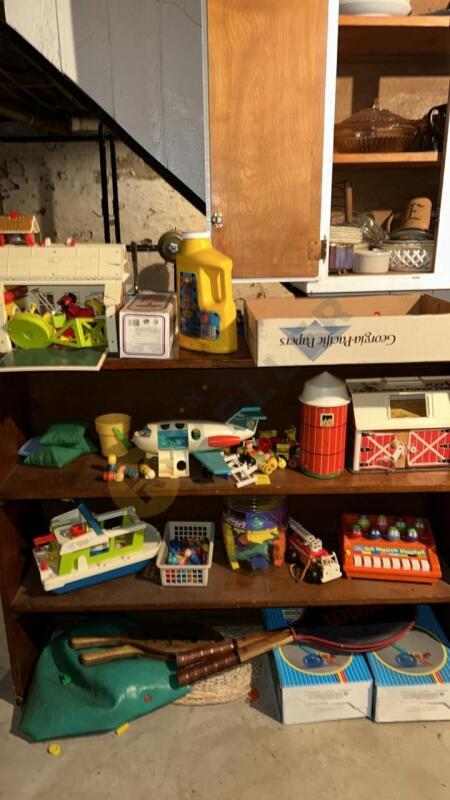 Wooden Shelves with Children’s Toys and More