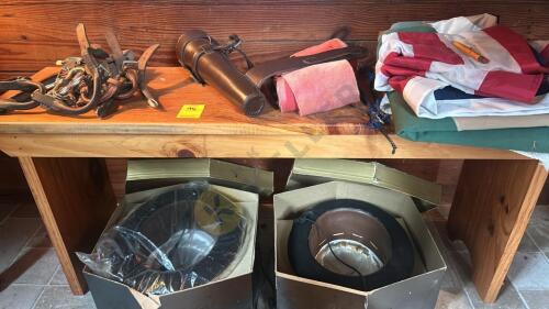 English Saddle Hats, Flags, and Horse Grooming Accessories