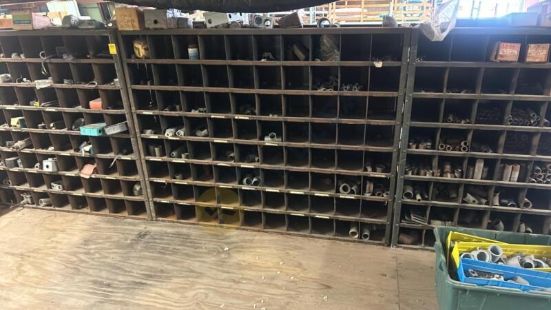 3 Small Compartment Metal Shelving Units with Assortef Electrical Equipment