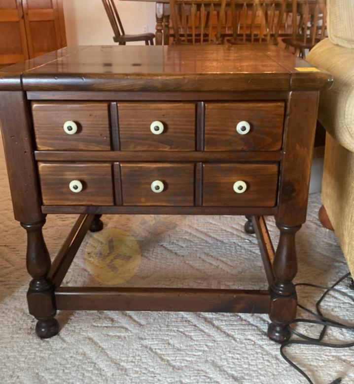 Wooden Side Table with Drawers