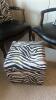 Wooden and Black Leather Chairs with Zebra Throw Pillows and a Zebra Storage Ottoman - 4