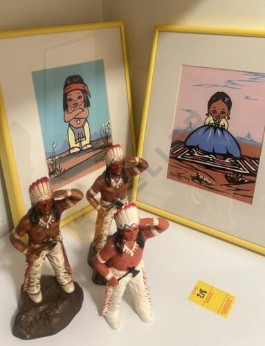 Native American Cartoon Art and Figurines