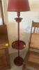 Wooden Rocking Chair and Vintage Red Metal Floor Lamp - 3