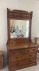 Wooden Dresser with Attached Mirror