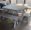 Wooden Picnic Table and Benches