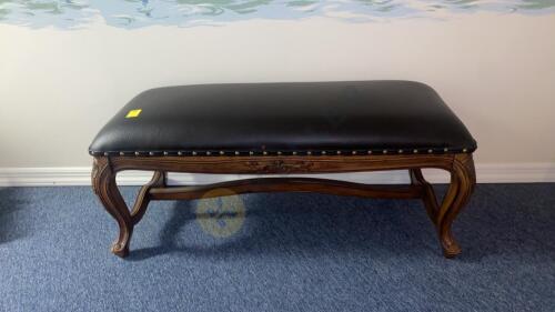 Leather Top Wood Bench