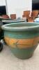 5 Green Glazed Painted Clay Pots - 3