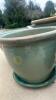 5 Green Glazed Painted Clay Pots - 5