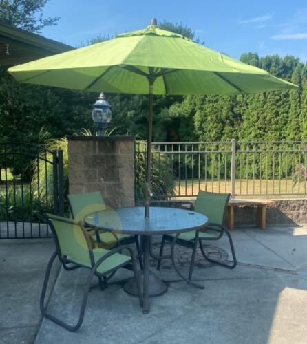 Patio Table, 3 Chairs, and Umbrella