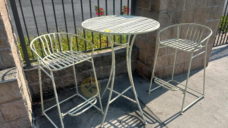 White Metal High Top Dining Set