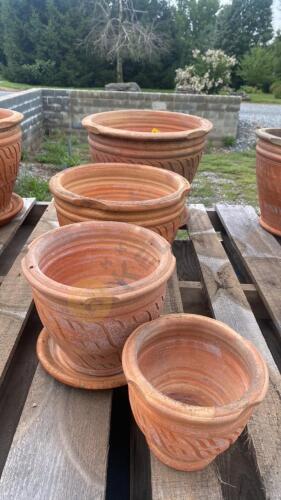 Set of 4 Decorative Clay Planters