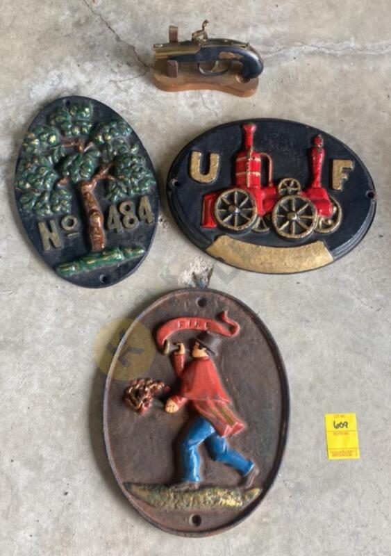 Vintage Cast Iron Fire Station Signs and More