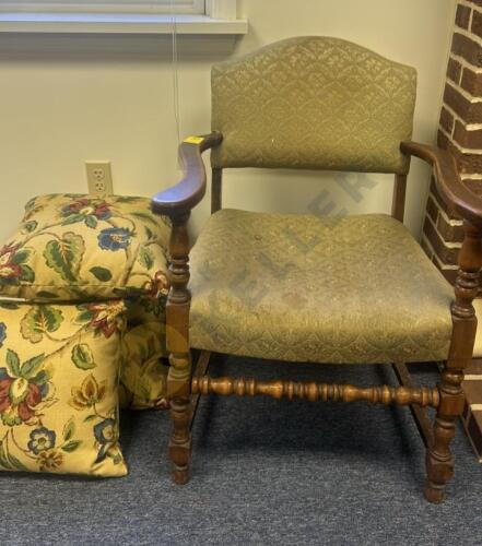 Green Upholstered Wooden Chair