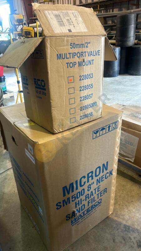 WATERCO Micron SM500 8” Neck Hi-Rate Sand Filter and WATERCO 50mm/2” Multiport Valve Top Mount