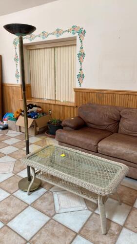 Floor Lamp and Wicker Coffee Table