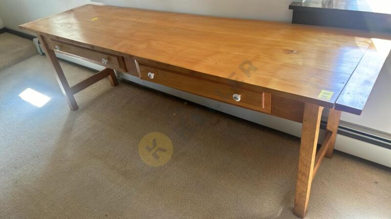 Long Wooden Table with 2 Drawers