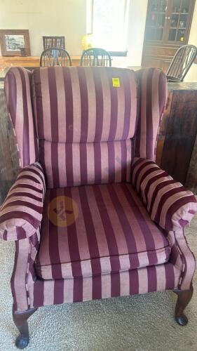 Burgundy Striped Arm Chair