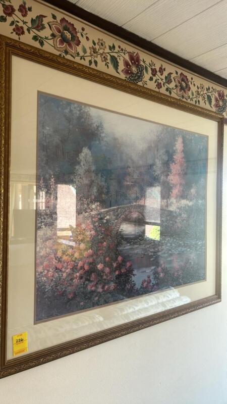 Bridge and Lilypad Framed Painting