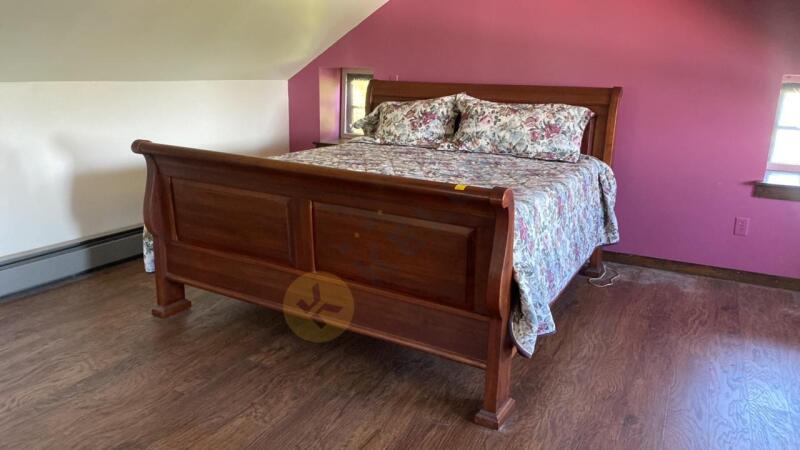 King Size Sleigh Bed, Mattress and Boxspring