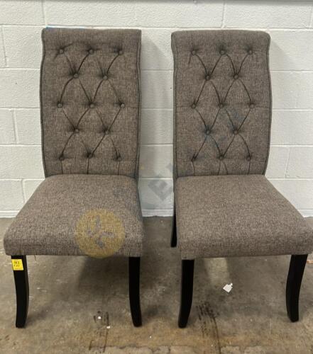 Pair of Tufted High Back Chairs