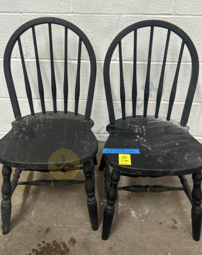 2 Black Wooden Child Size Chairs