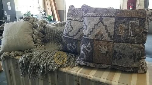 Throw Pillows and Knit Throw Blanket