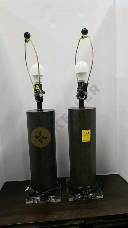 Cylindral Wooden Lamp Set