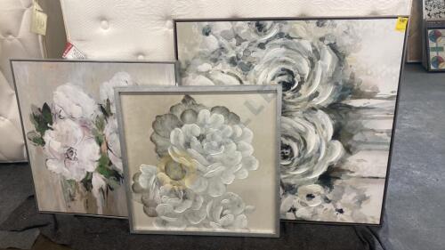 Three Large Floral Paintings