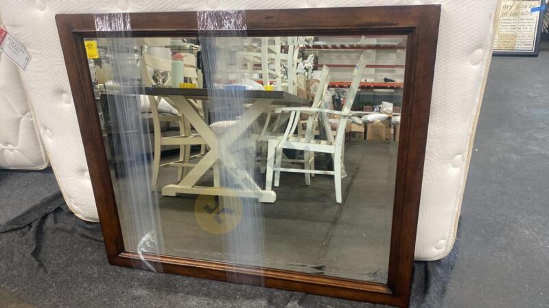 Large Mirror with Wooden Frame