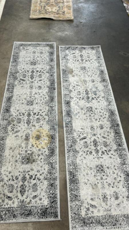 Two Matching Grey Accent Runner Rugs