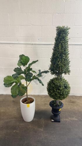 Faux Fiddle Fig Leaf and Topiary