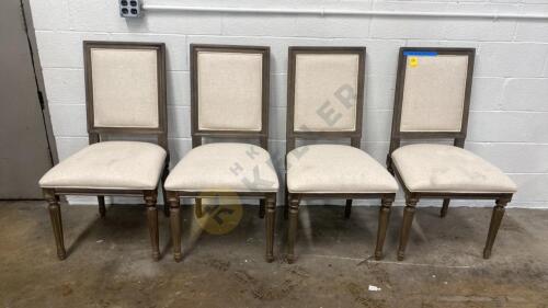 Set of 4 Upholstered and Wood Dining Chairs