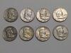 8 Franklin Silver Half Dollar Coins