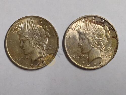 1923 and 1928 Peace Silver Dollar Coins