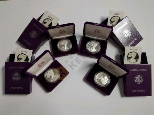 Four American Eagle 1oz. Proof Silver Buliion Coins