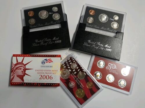 1992, 1997, and 2006 US Silver Dollar Coin Sets