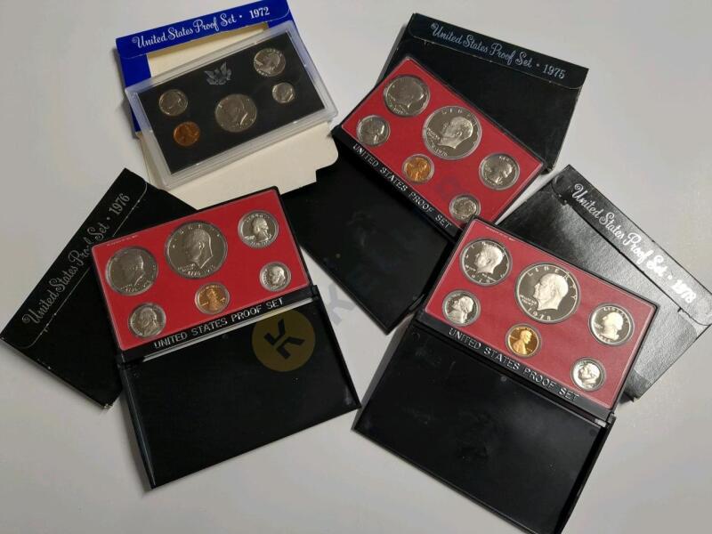 1972, 1975, 1976, 1978 US Proof Coin Sets