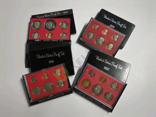 1979, 1980, 1981, 1982 US Proof Coin Sets