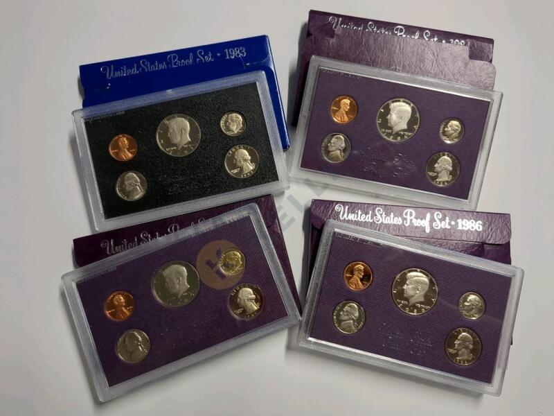 1983, 1984, 1985, 1986 US Proof Coin Sets