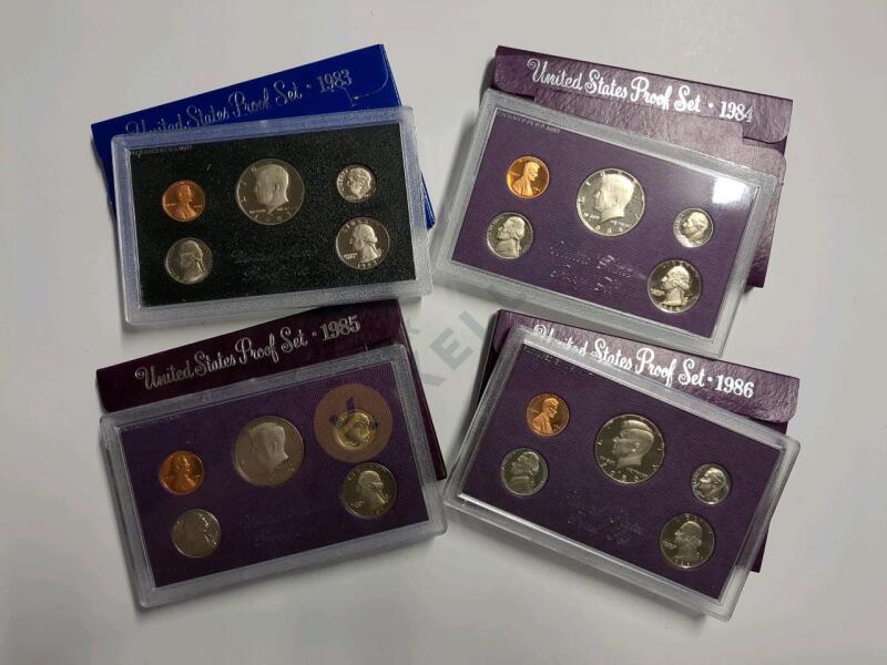 1983, 1984, 1985, 1986 US Proof Coin Sets