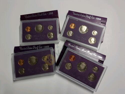 1984, 1986, 1987, 1988 US Proof Coin Sets