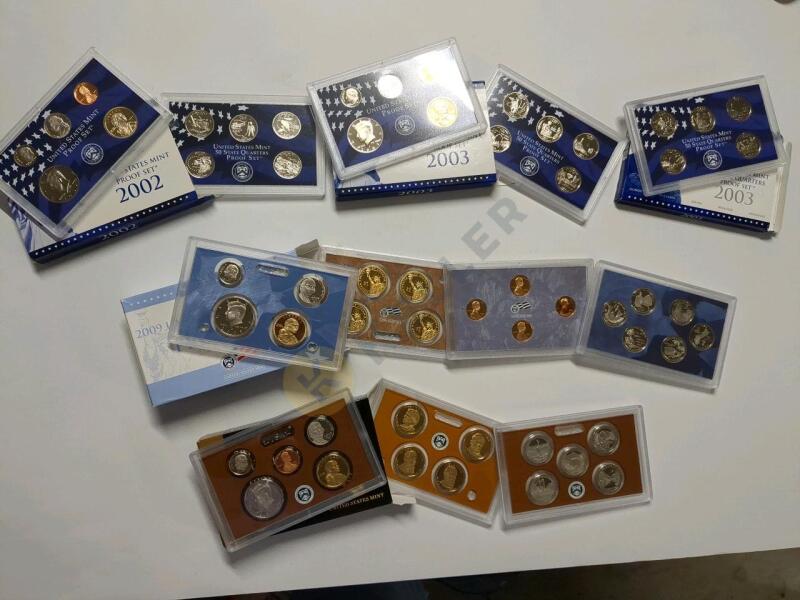 2002, 2003, 2009, 2011 US Proof Coin Sets and State Quarters Proof Set