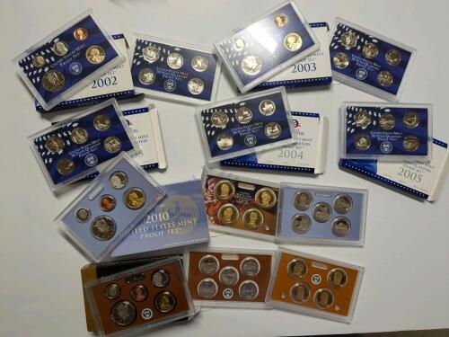 2002, 2003, 2010, 2011 US Proof Coin Sets and State Quarters Proof Sets