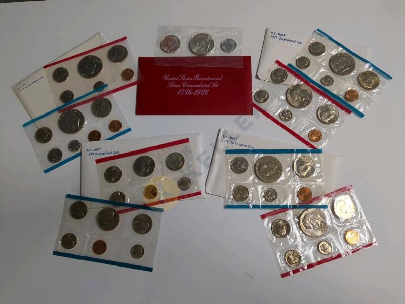 1974, Silver 1976, 1977, 1978, 1979 Uncirculated Coin Sets