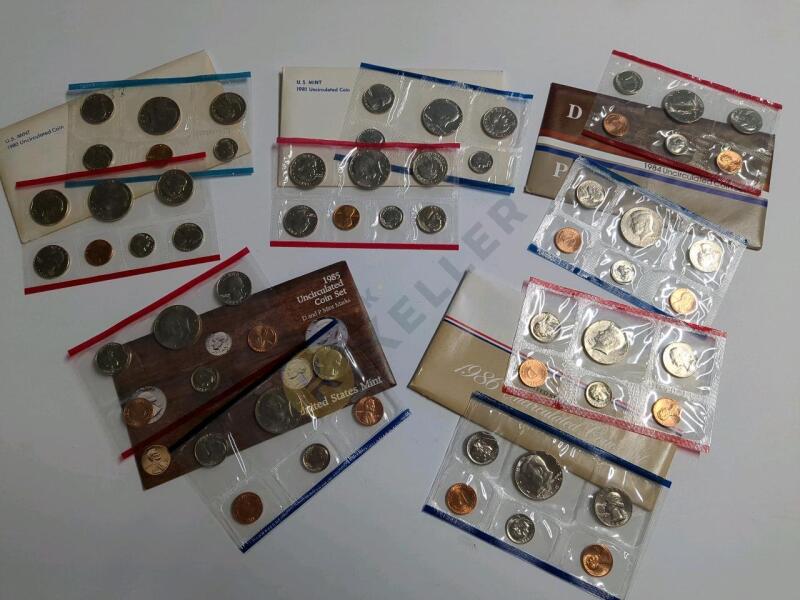 1980, 1981, 1984, 1985, 1986 Uncirculated Coin Sets